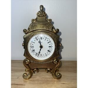 Vintage Mid-Century Emes Brass Shelf Clock French Provincial Hollywood Regency